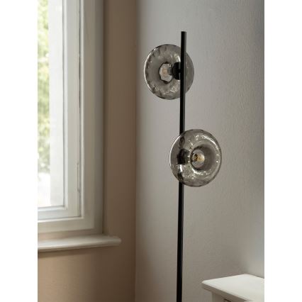 Osram - Candeeiro de pé DECOR SMOKE 2xE14/12W/230V preto/cinzento fumê