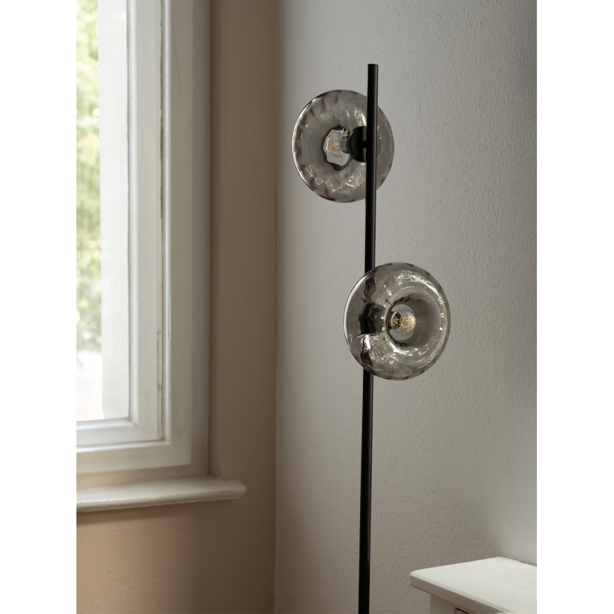 Osram - Candeeiro de pé DECOR SMOKE 2xE14/12W/230V preto/cinzento fumê