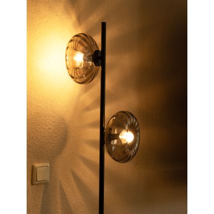 Osram - Candeeiro de pé DECOR SMOKE 2xE14/12W/230V preto/cinzento fumê