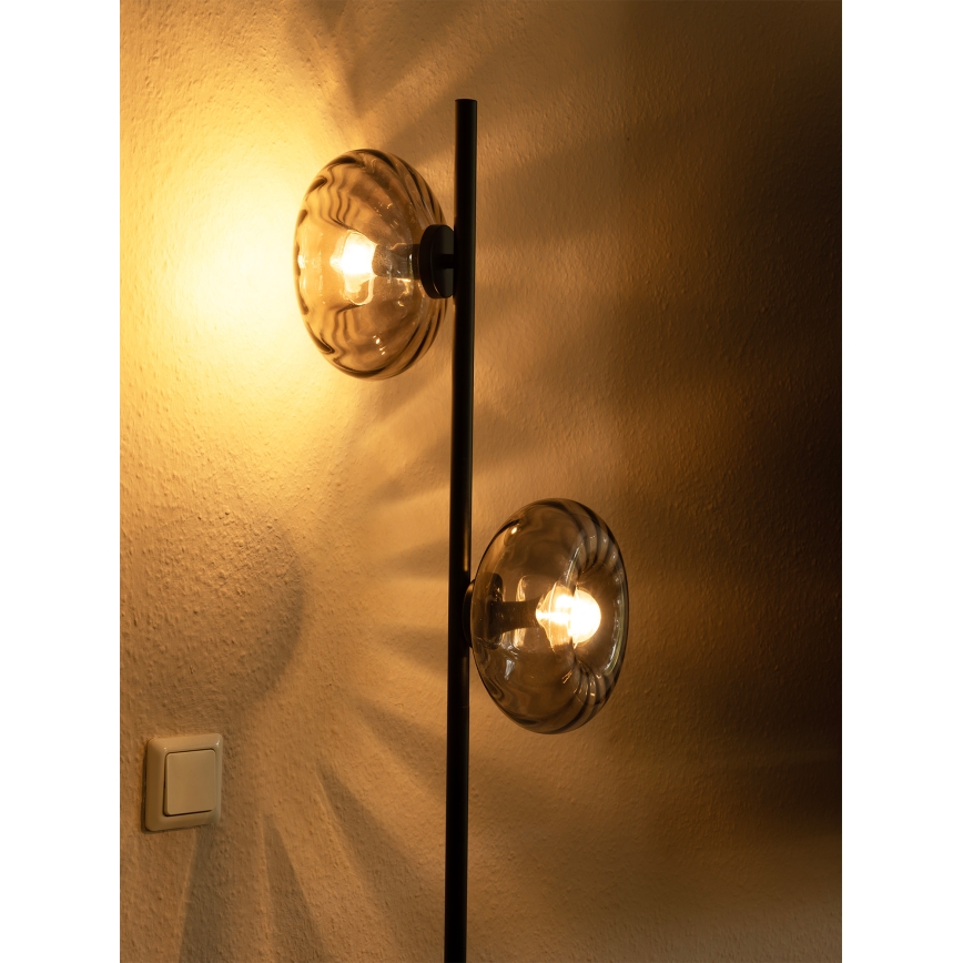 Osram - Candeeiro de pé DECOR SMOKE 2xE14/12W/230V preto/cinzento fumê