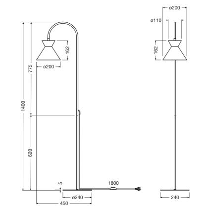 Osram - Candeeiro de pé DECOR WAIST 1xE27/40W/230V preto