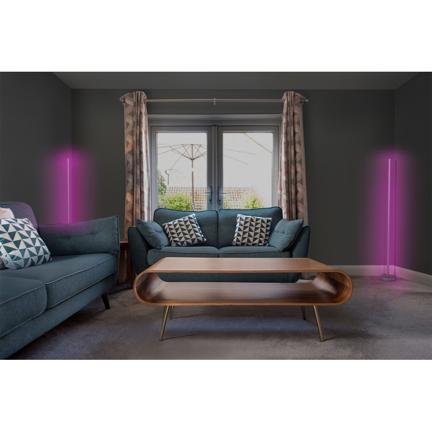 Osram - Candeeiro de pé LED RGBW dimerizável SMART+ MAGIC LED/11,5W/230V 2700-6500K prateado Wi-Fi + controlo remoto