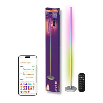 Osram - Candeeiro de pé LED RGBW dimerizável SMART+ MAGIC LED/11,5W/230V 2700-6500K prateado Wi-Fi + controlo remoto