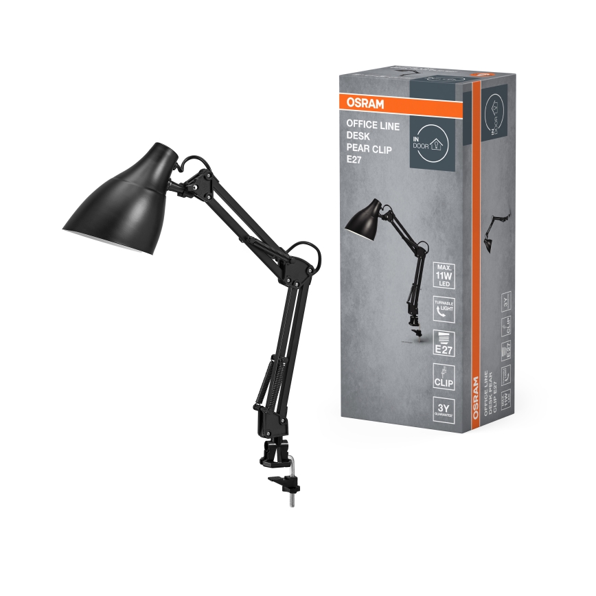 Osram - Candeeiro de secretária com clip DESK LINE 1xE27/11W/230V preto