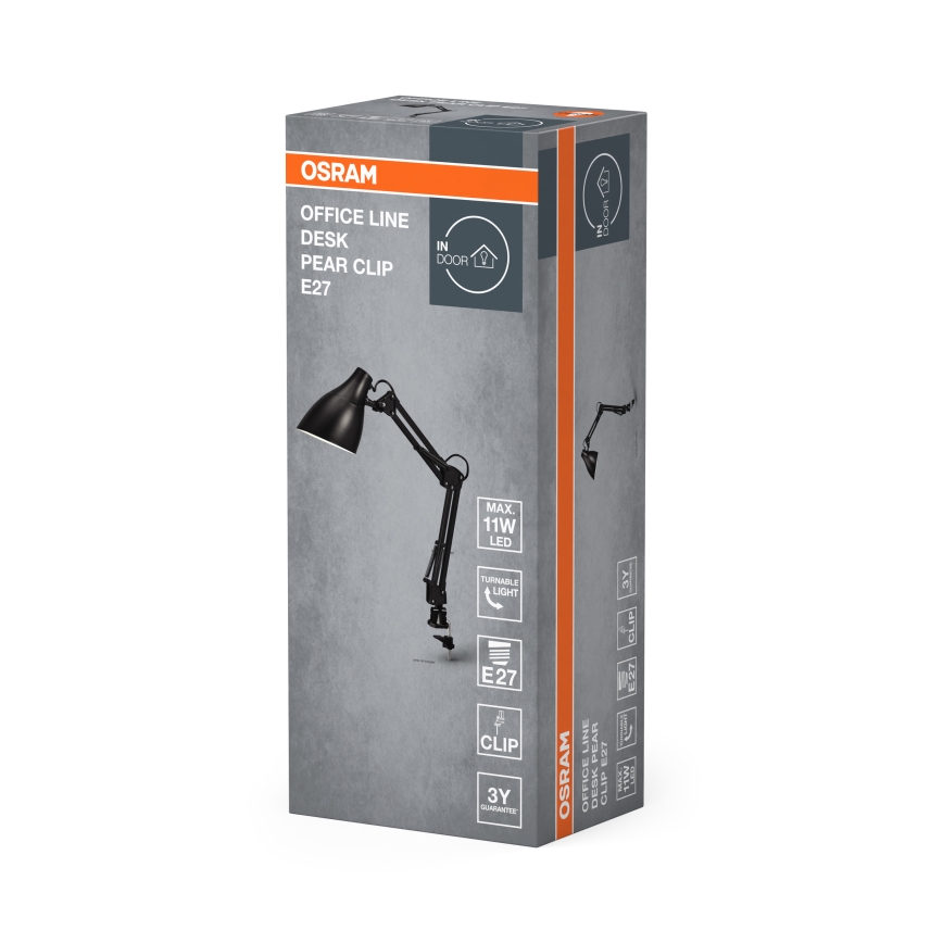 Osram - Candeeiro de secretária com clip DESK LINE 1xE27/11W/230V preto