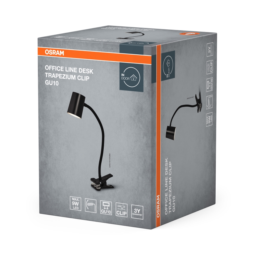 Osram - Candeeiro de secretária com clipe DESK LINE 1xGU10/9W/230V preto