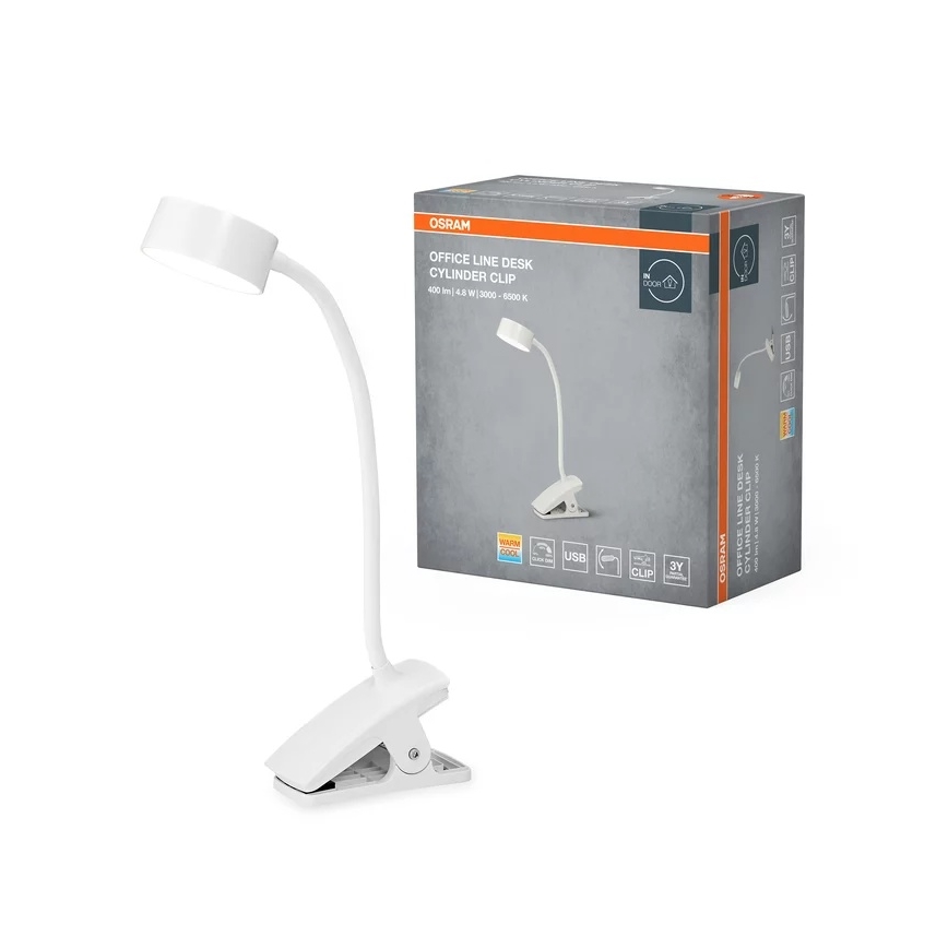 Osram - Luminária de mesa LED dimável com clipe OFFICE LINE LED/4,8W/230V 3000/4000/6500K branca
