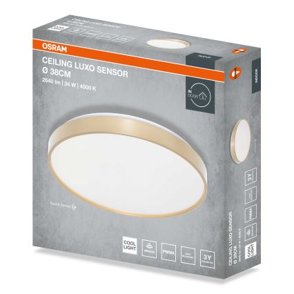 Osram - Candeeiro de teto LED com sensor de crepúsculo CEILING LUXO LED/24W/230V Ø 38 cm dourado