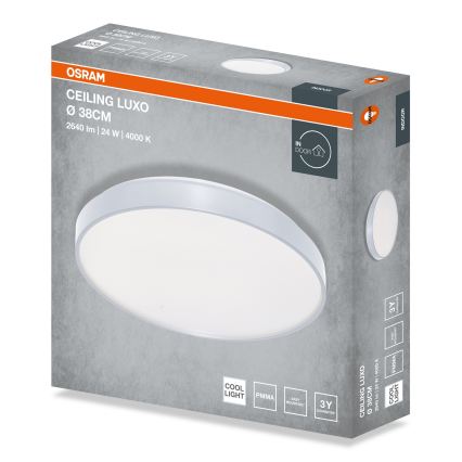 Osram - Candeeiro de tecto LED CEILING LUXO LED/24W/230V Ø 38 cm prateado