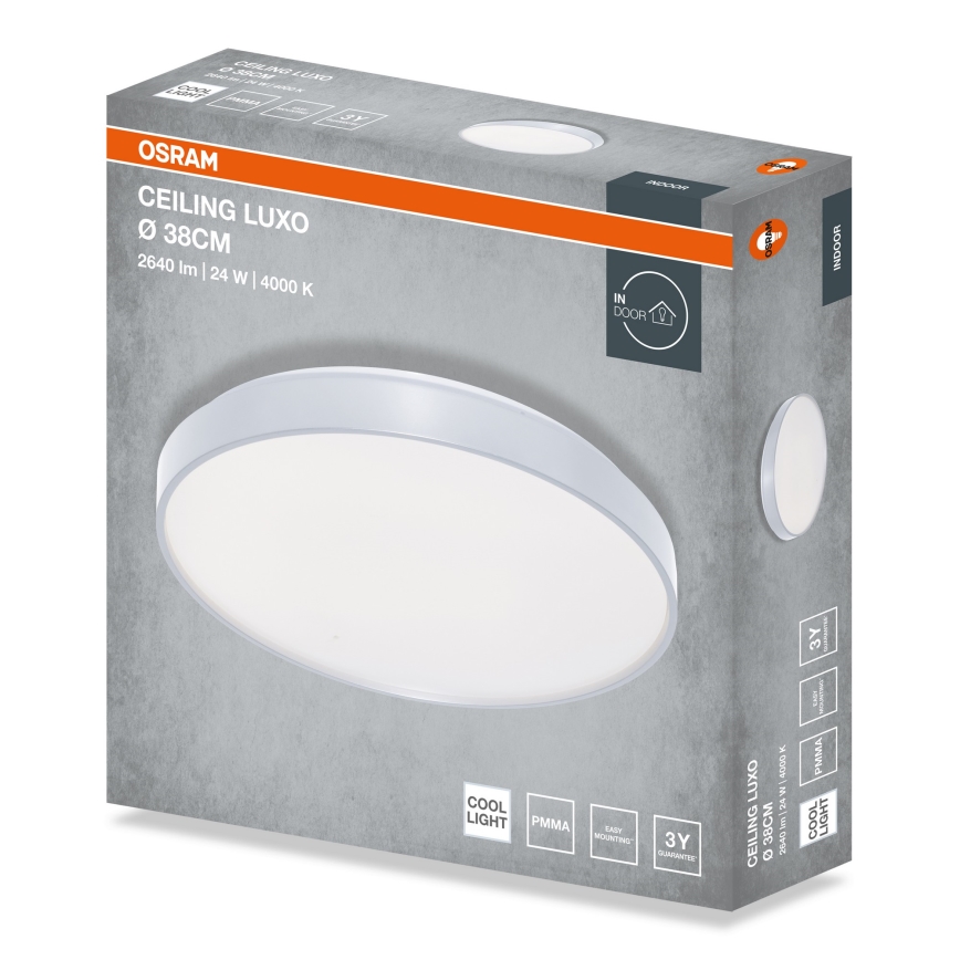 Osram - Candeeiro de tecto LED CEILING LUXO LED/24W/230V Ø 38 cm prateado