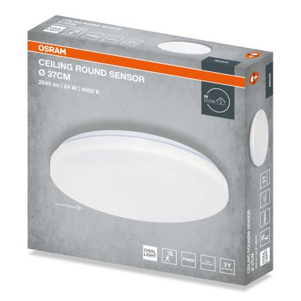 Osram - Candeeiro de tecto LED com sensor crepuscular CEILING ROUND LED/24W/230V 4000K, Ø 37 cm, branco