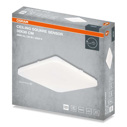 Osram - Luminária de teto LED com sensor crepuscular CEILING SQUARE LED/36W/230V 4000K 38x38 cm branca