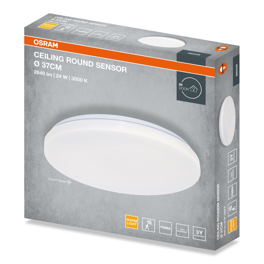Osram - Luminária de teto LED com sensor de crepúsculo ROUND LED/24W/230V, diâmetro 37 cm
