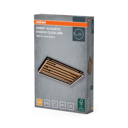 Osram - Luminária de teto LED dimerizável ORBIS ACOUSTIC LED/30W/230V 51x31 cm pinho
