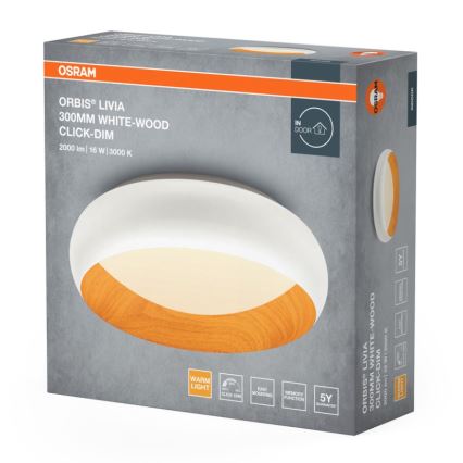 Osram - Luminária de teto LED dimerizável ORBIS LIVIA LED/16W/230V Ø 30 cm branco/castanho