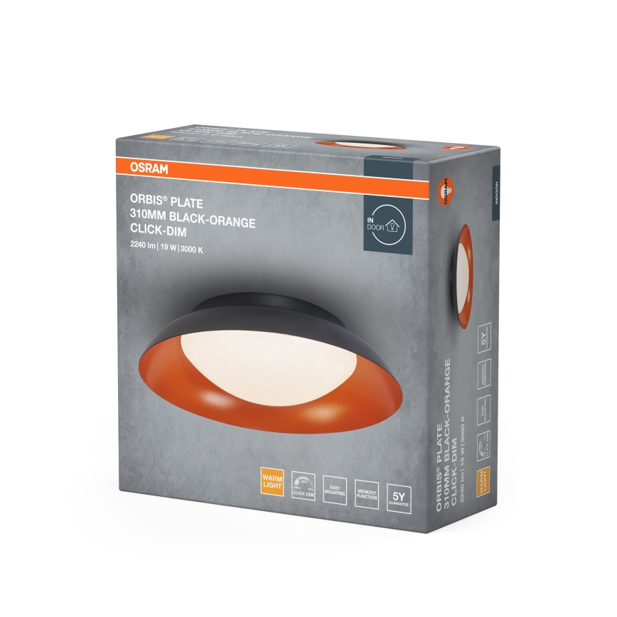 Osram - Candeeiro de teto LED regulável ORBIS PLATE LED/35W/230V Ø 43 cm laranja/preto