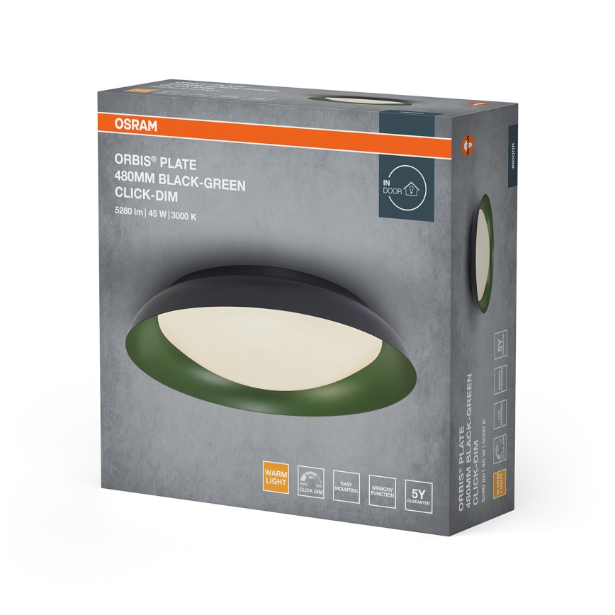 Osram - Luminária de teto LED dimável ORBIS PLATE LED/45W/230V Ø 48 cm verde/preto