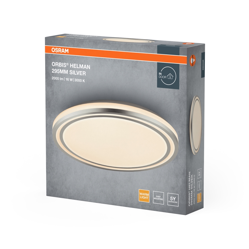 Osram - Candeeiro de tecto LED ORBIS HELMAN LED/16W/230V Ø 29,5 cm prateado