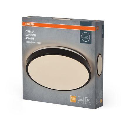 Osram - Candeeiro de tecto LED ORBIS LONDON LED/36W/230V, diâmetro 48 cm, preto