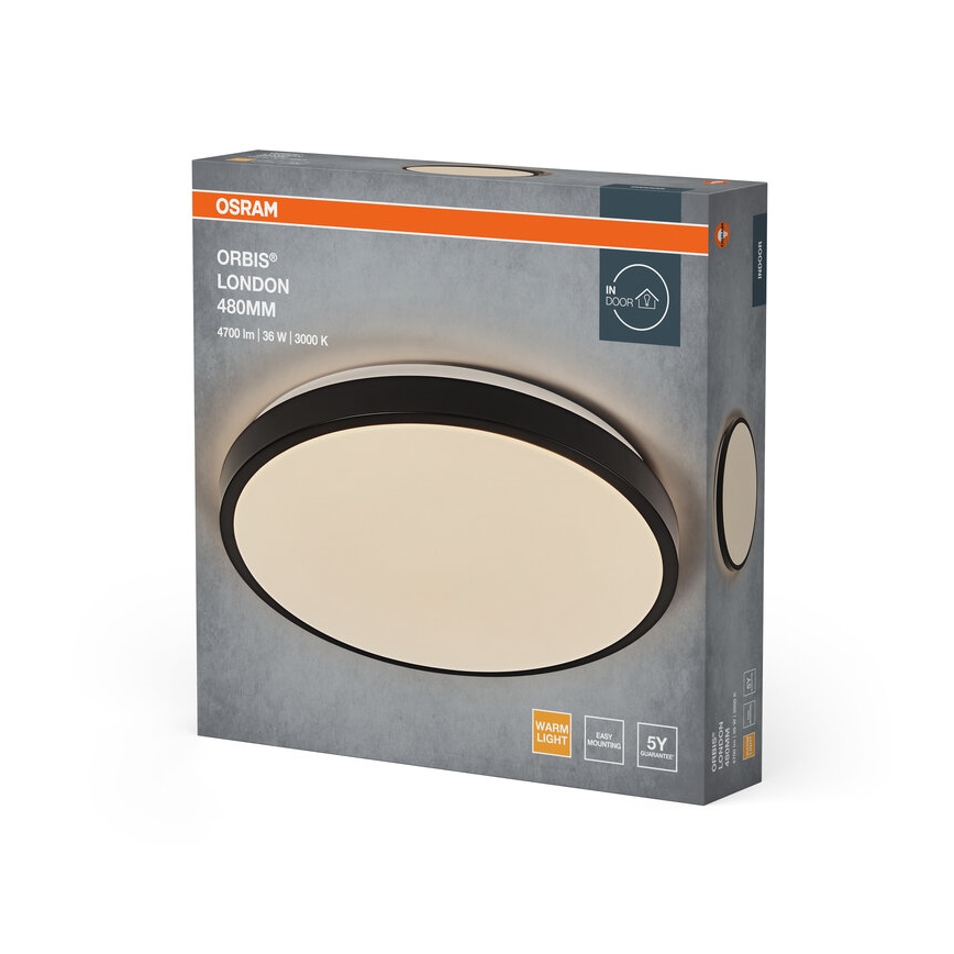 Osram - Candeeiro de tecto LED ORBIS LONDON LED/36W/230V, diâmetro 48 cm, preto