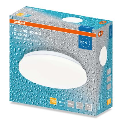 Osram - Candeeiro de tecto LED para casa de banho CEILING ROUND LED/12W/230V 3000K Ø 26 cm IP44 branco