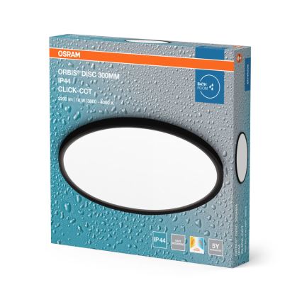 Osram - Luminária de teto LED para casa de banho DISC LED/18W/230V 3000/4000K Ø 30 cm IP44 preto