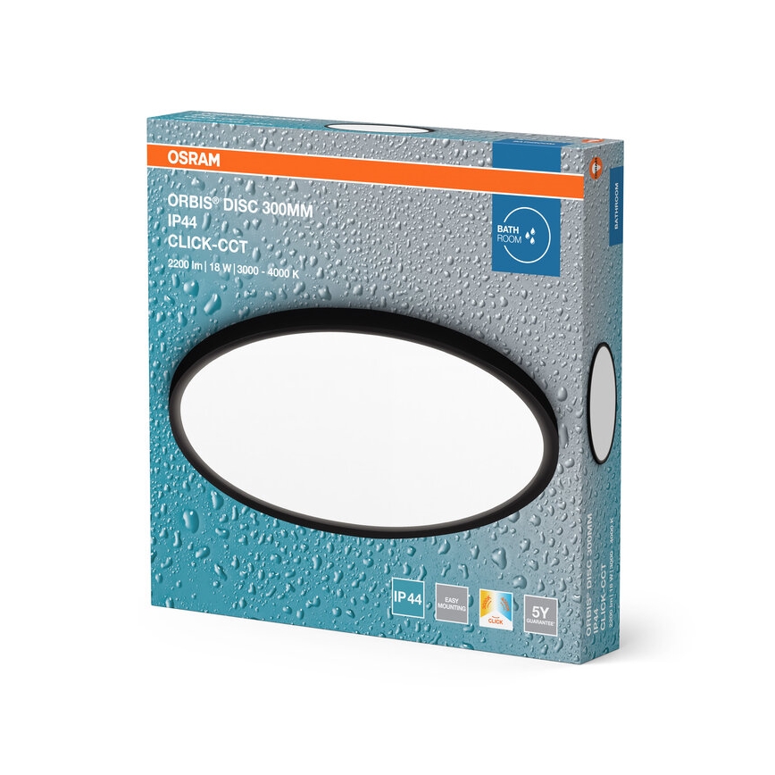 Osram - Luminária de teto LED para casa de banho DISC LED/18W/230V 3000/4000K Ø 30 cm IP44 preto