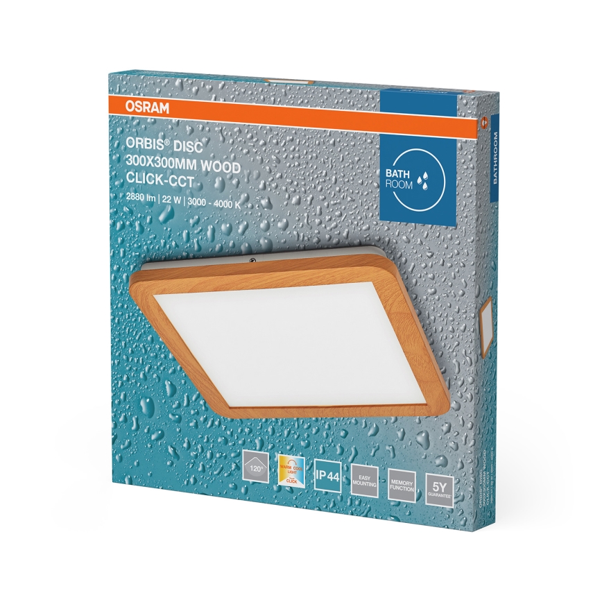 Osram - Plafon LED de teto para casa de banho ORBIS DISC LED/22W/230V 3000/4000K 30x30 cm IP44 castanho