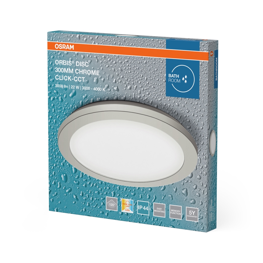 Osram - LED Candeeiro de tecto para casa de banho ORBIS DISC LED/22W/230V 3000/4000K Ø 30 cm IP44 cromado mate