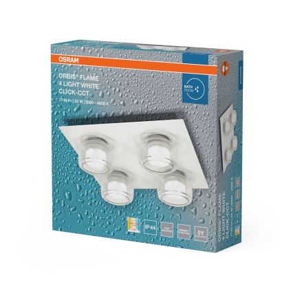 Osram - Candeeiro de tecto LED para casa de banho ORBIS FLAME 4xLED/5,5W/230V 3000/4000K IP44 branco