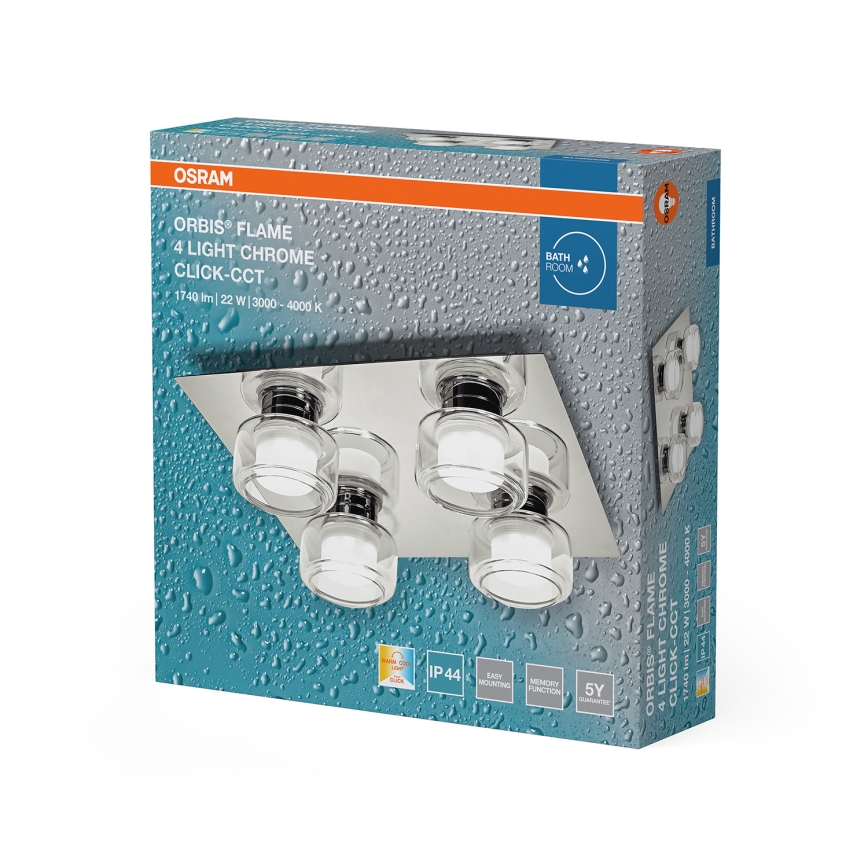 Osram - Candeeiro de tecto LED para casa de banho ORBIS FLAME 4xLED/5,5W/230V 3000/4000K IP44 cromado brilhante