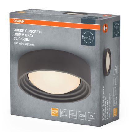 Osram - Luminária de teto LED dimerizável ORBIS CONCRETE LED/13W/230V Ø 30 cm cinzento/betão