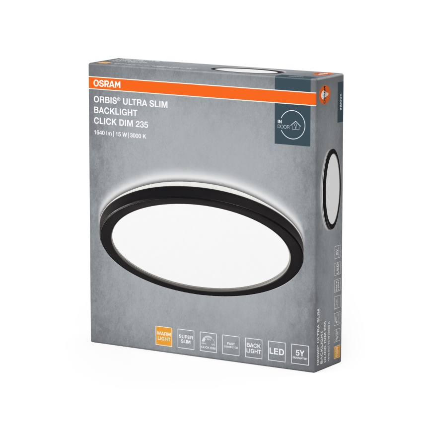Osram - Luminária de teto LED dimerizável ORBIS ULTRA SLIM LED/15W/230V 3000K Ø 23,5 cm preta
