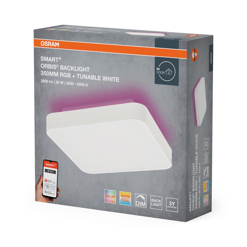 Osram - Candeeiro de tecto LED RGBW regulável SMART+ ORBIS LED/28W/230V 35x35 cm 2700-6500K Wi-Fi