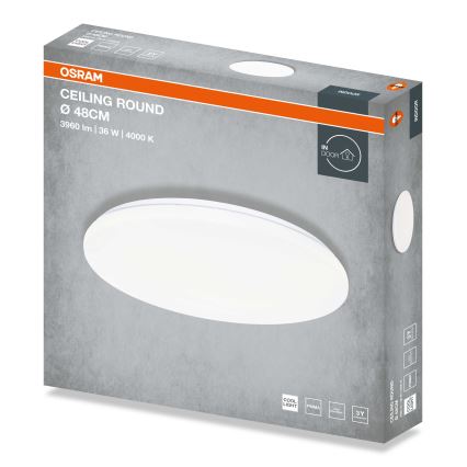 Osram - Candeeiro de teto LED CEILING ROUND, 36 W, 230 V, 4000 K, Ø 48 cm, branco
