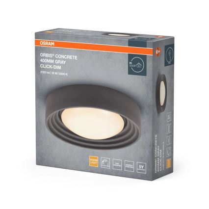 Osram - Candeeiro de tecto LED regulável ORBIS CONCRETE LED/18W/230V Ø 40 cm cinzento/betão