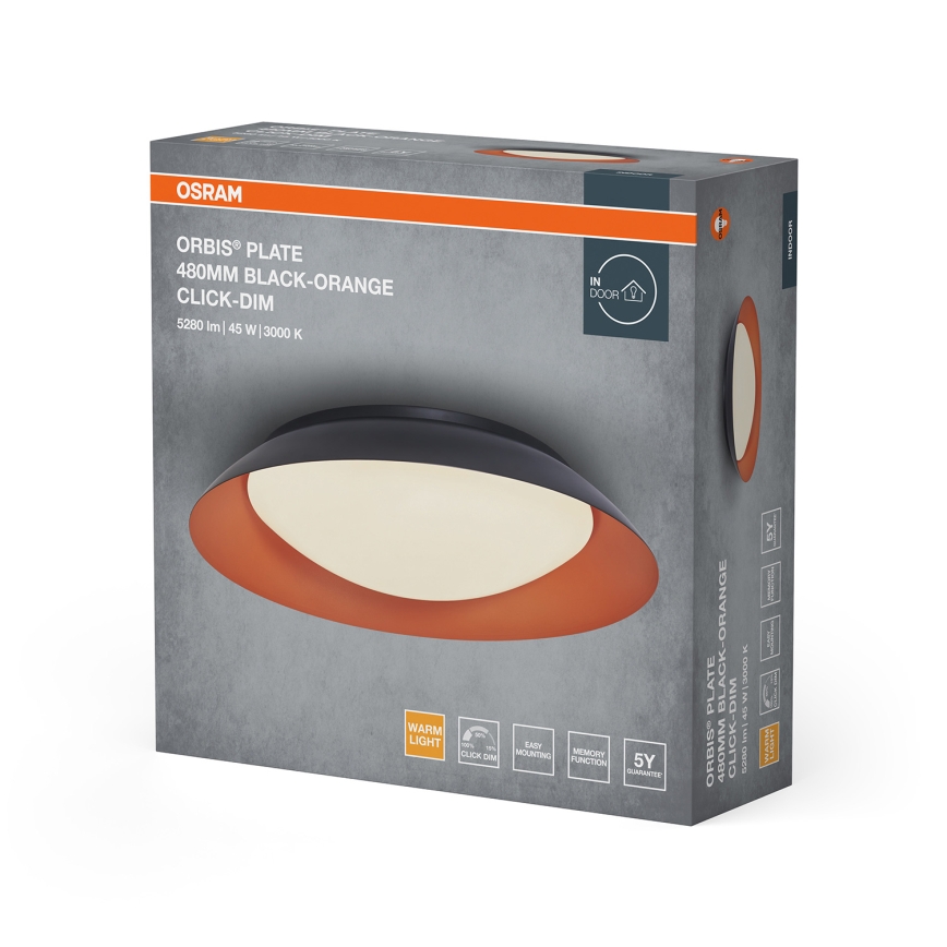 Osram - Luminária de teto LED dimerizável ORBIS PLATE LED/45W/230V Ø 48 cm laranja/preta