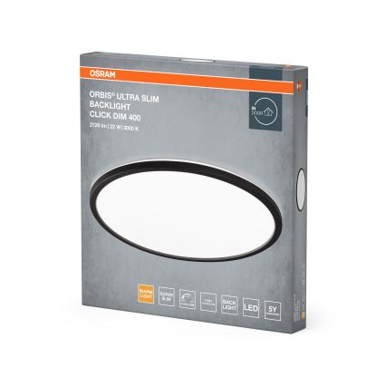 Osram - Luminária de teto LED dimerizável ORBIS ULTRA SLIM LED/22W/230V 3000K Ø 40 cm preta