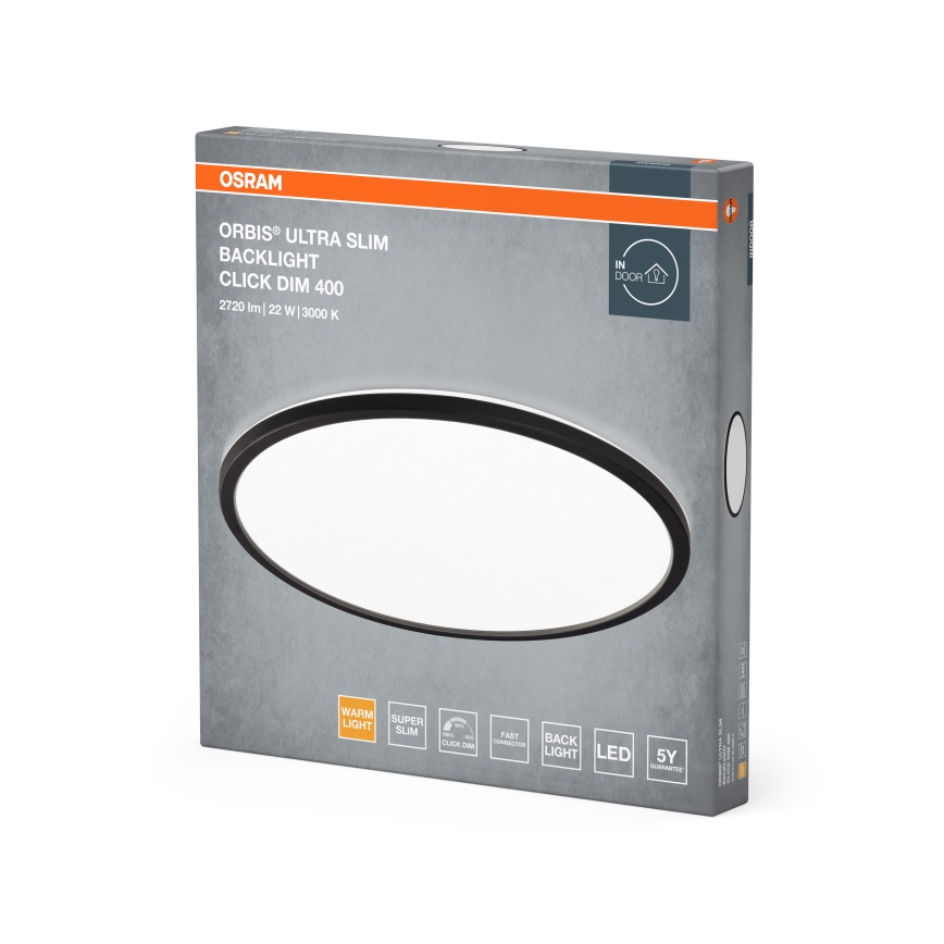 Osram - Luminária de teto LED dimerizável ORBIS ULTRA SLIM LED/22W/230V 3000K Ø 40 cm preta
