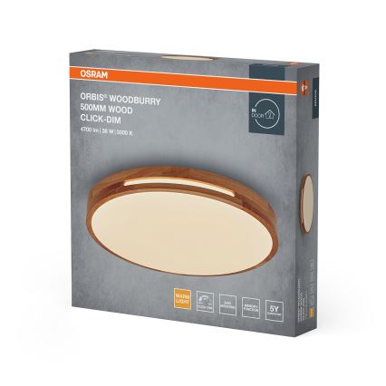 Osram - Candeeiro de teto LED dimerizável ORBIS WOODBURRY LED/36W/230V diâmetro 50 cm