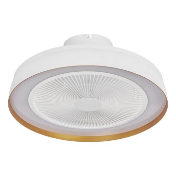 Osram - Candeeiro de teto LED regulável com ventilador, 49W/230V, 2700-6500K, branco/dourado + comando remoto