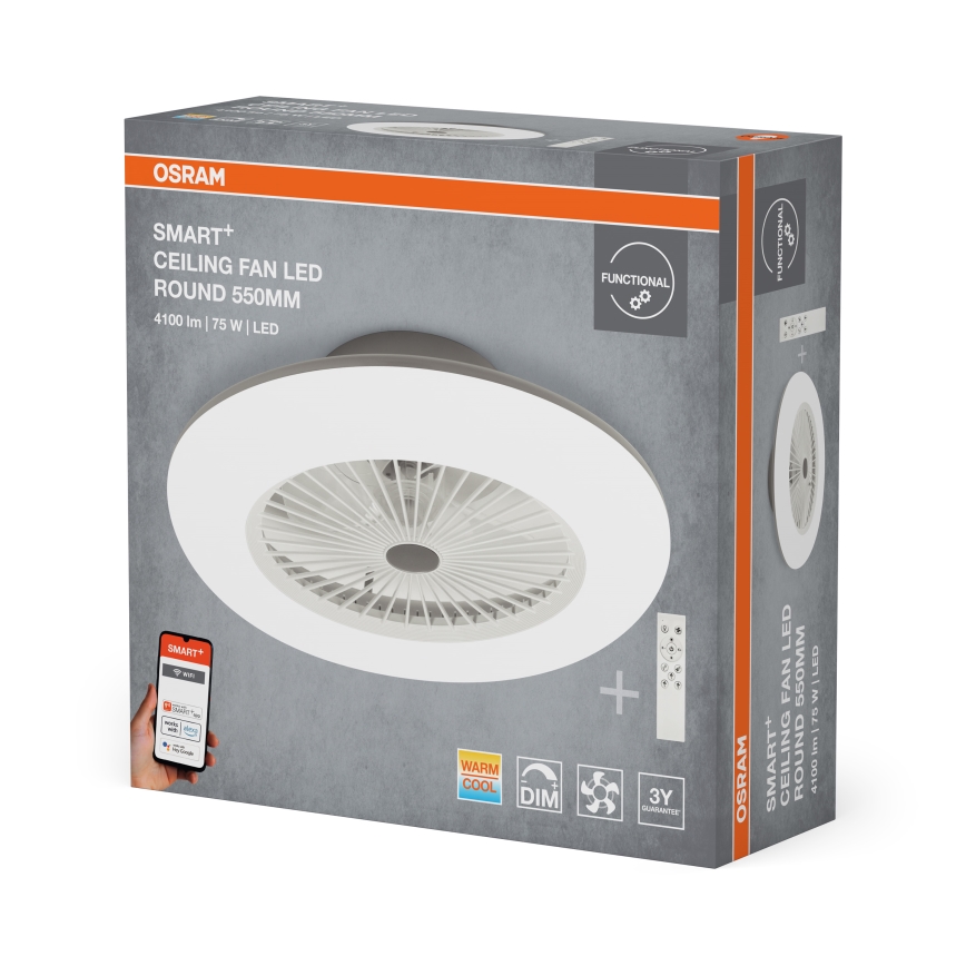 Osram - Candeeiro de teto LED dimerizável com ventilador SMART+ LED/75W/230V 3000-6500K Wi-Fi + controlo remoto