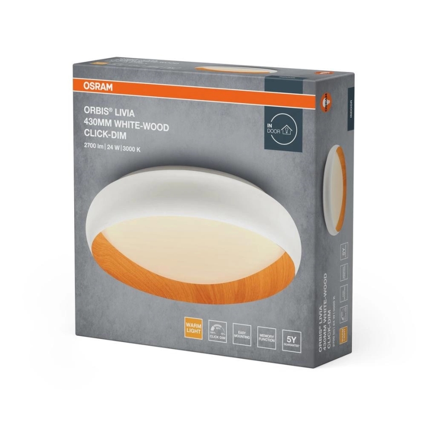 Osram - Luminária de teto LED dimerizável ORBIS LIVIA LED/24W/230V Ø 43 cm branco/castanho