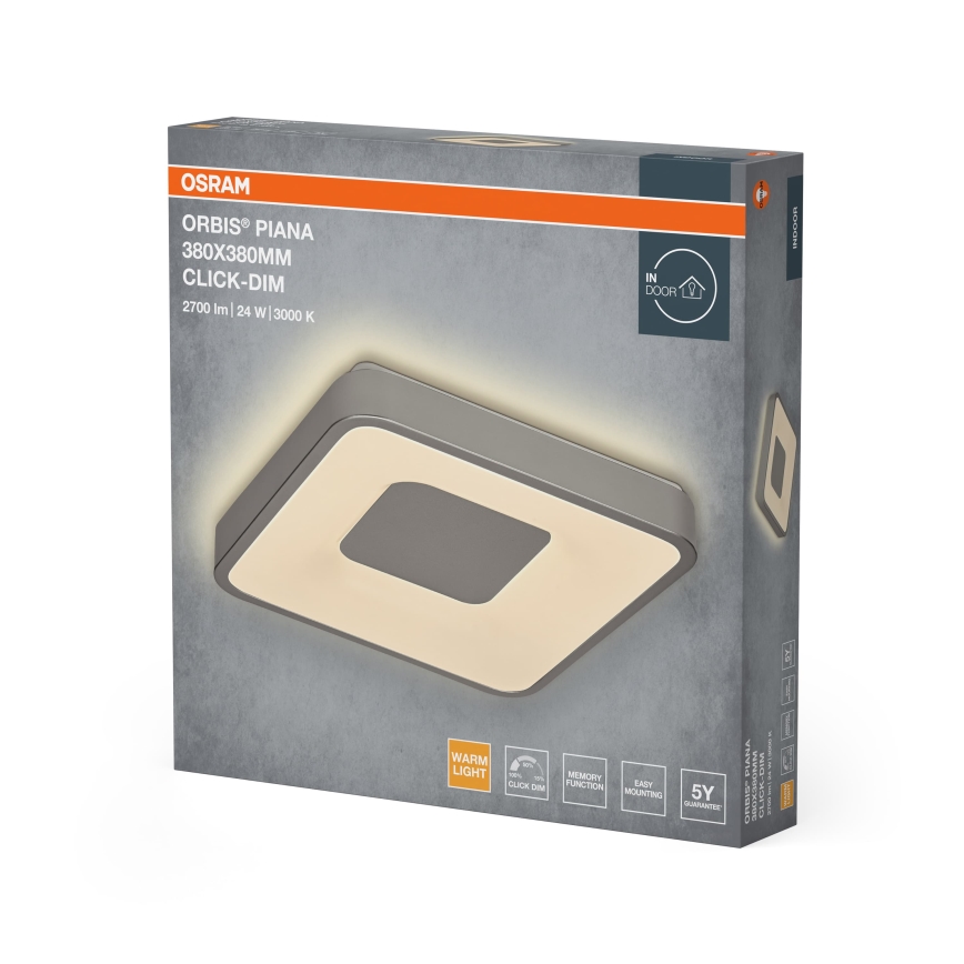 Osram - Candeeiro de tecto LED dimerizável ORBIS PIANA LED/24W/230V 38x38 cm prateado