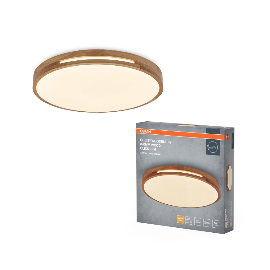 Osram - Candeeiro de tecto LED dimerizável ORBIS WOODBURRY LED/24W/230V Ø 39 cm bege