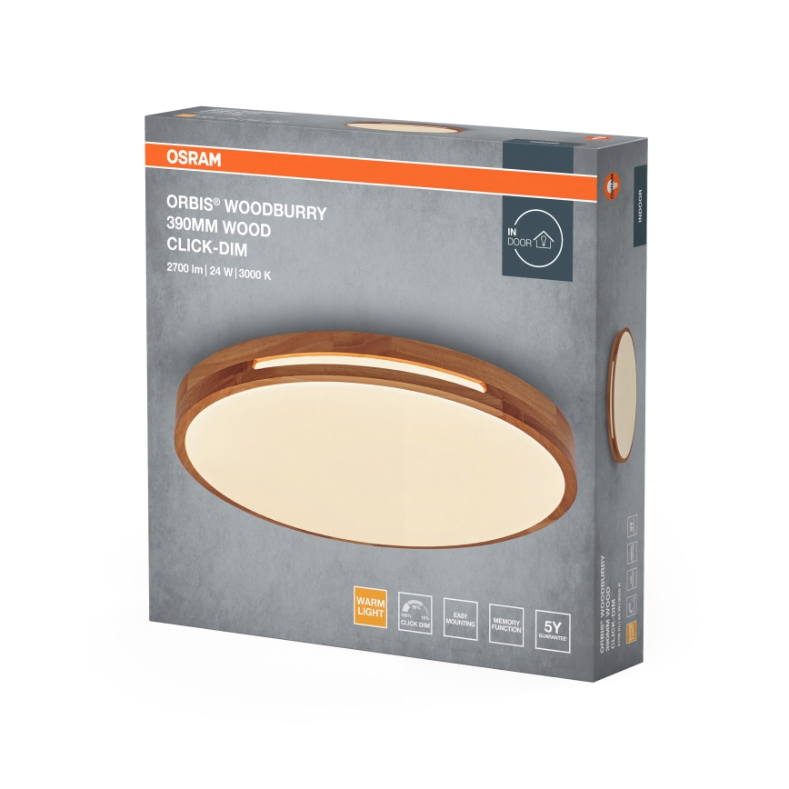 Osram - Candeeiro de tecto LED dimerizável ORBIS WOODBURRY LED/24W/230V Ø 39 cm bege