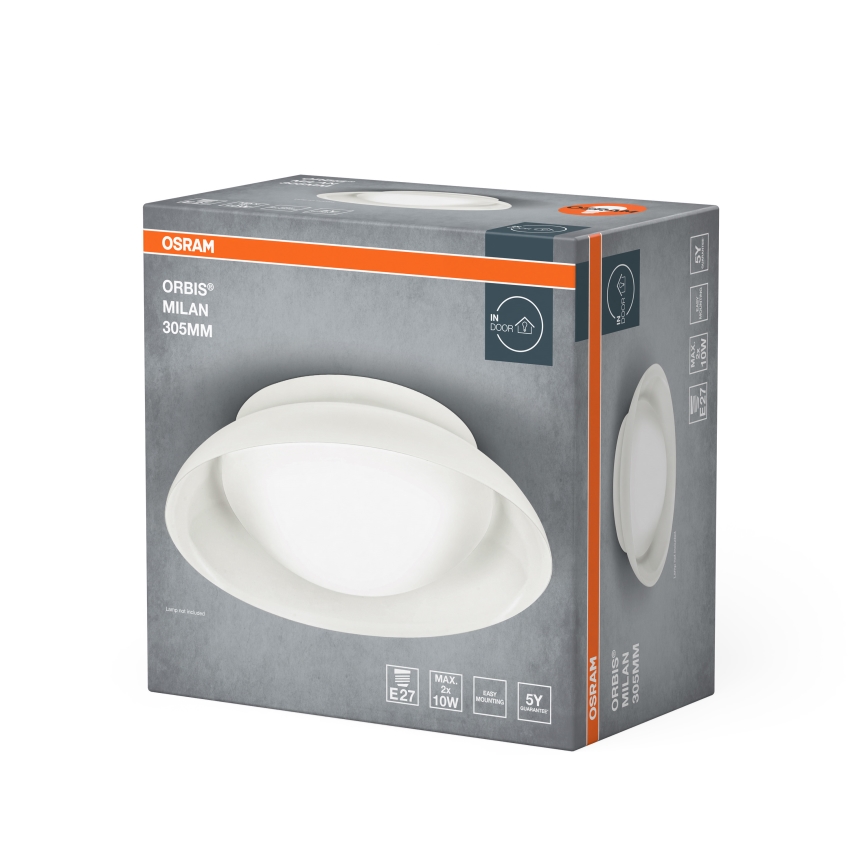 Osram - Candeeiro de teto ORBIS MILAN 2xE27/10W/230V, diâmetro 30,5 cm, castanho