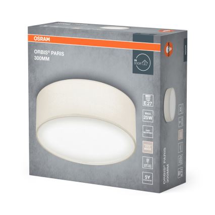 Osram - Candeeiro de teto ORBIS PARIS 1xE27/25W/230V diâmetro 30 cm cor creme