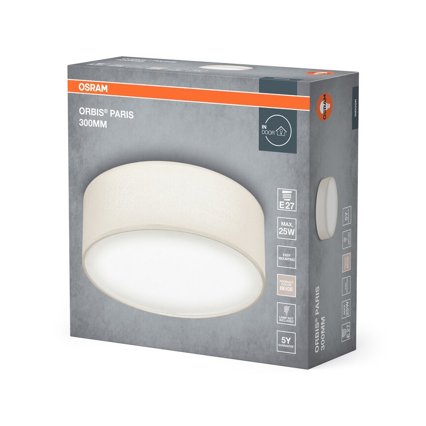 Osram - Candeeiro de teto ORBIS PARIS 1xE27/25W/230V diâmetro 30 cm cor creme