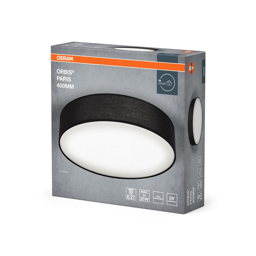 Osram - Candeeiro de teto ORBIS PARIS 2xE27/25W/230V Ø 40 cm preto